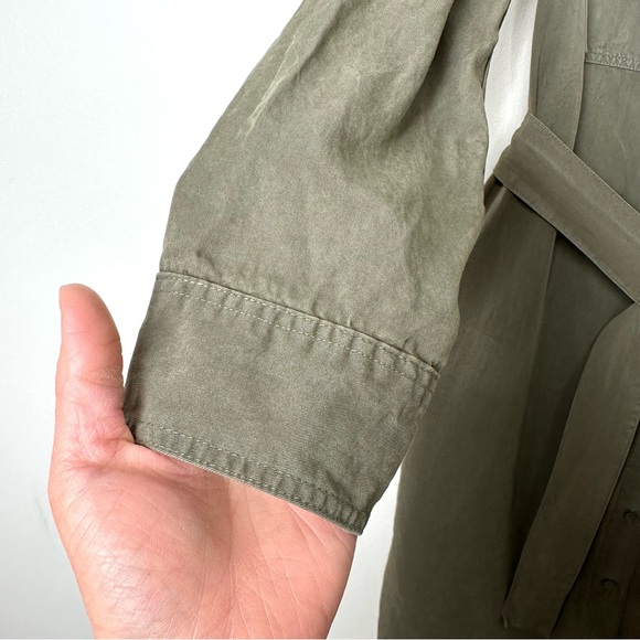 Aritzia Babaton Army Green Utility Belted Flap Pocket Midi Shirt Dress - Picture 8 of 16